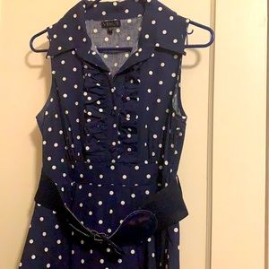 Collared ruffle polka dot dress